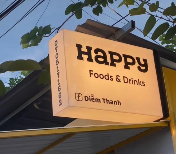 hộp đèn vẫy mica sáng các mặt, đèn màu vàng ấm