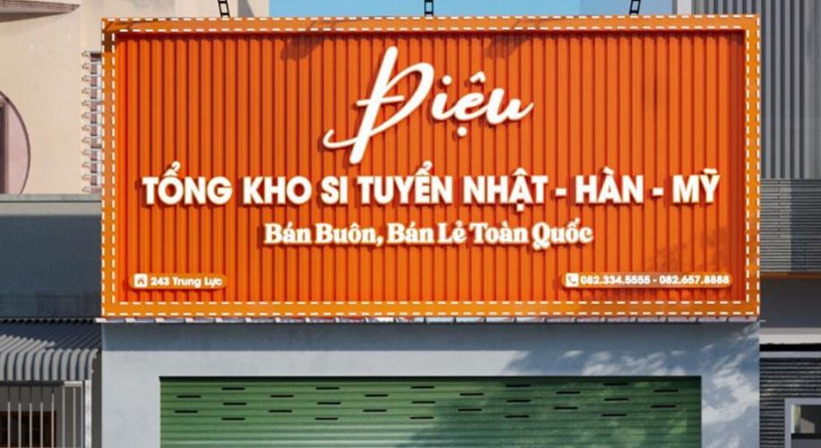 biển quảng cáo tôn màu cam, có viền led xung quanh