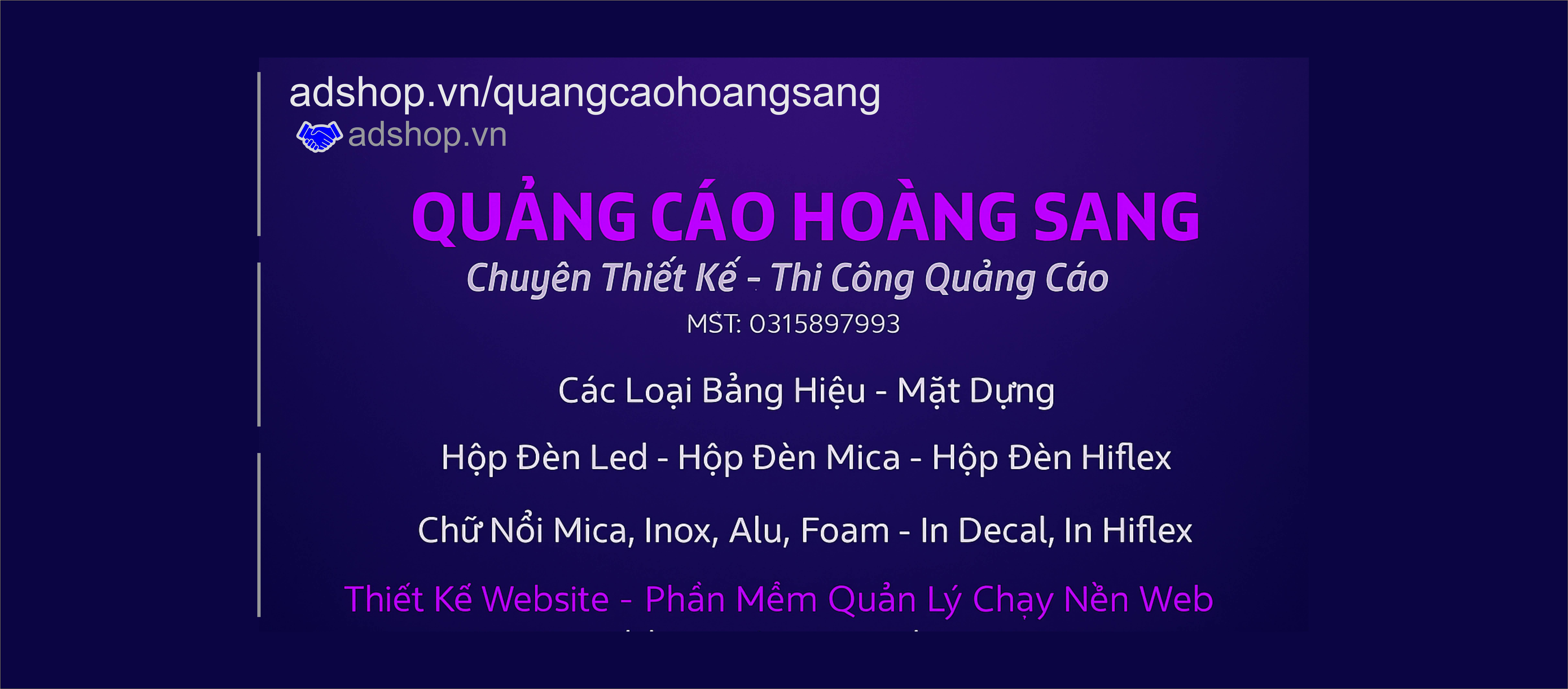 CÔNG TY CHUYÊN THIẾT KẾ THI CÔNG QUẢNG CÁO & TRANG TRÍ TOÀN DIỆN CHO DOANH NGHIỆP HIỆN ĐẠI